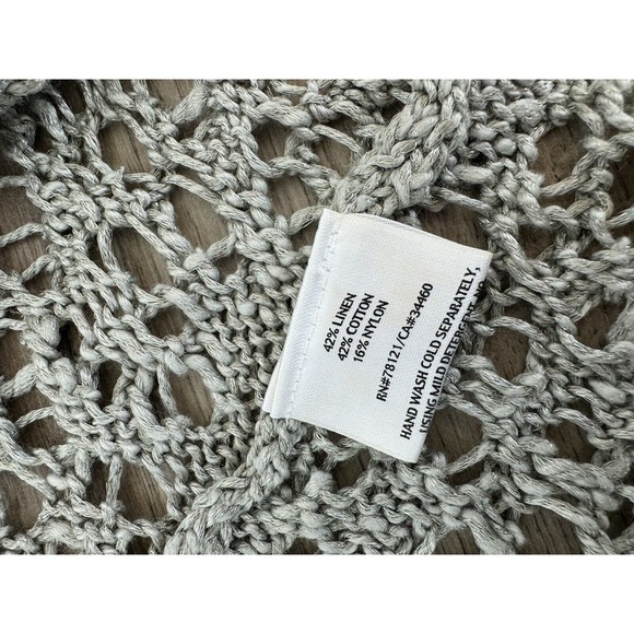 Eileen Fisher Knit Duster Cardigan Sz Small Sage Green Luster Long Open Crochet - Picture 5 of 7